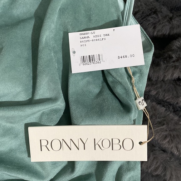NWT Ronny Kobo XS Sage Zarma Ruched One-Shoulder Midi Dress - Picture 14 of 15